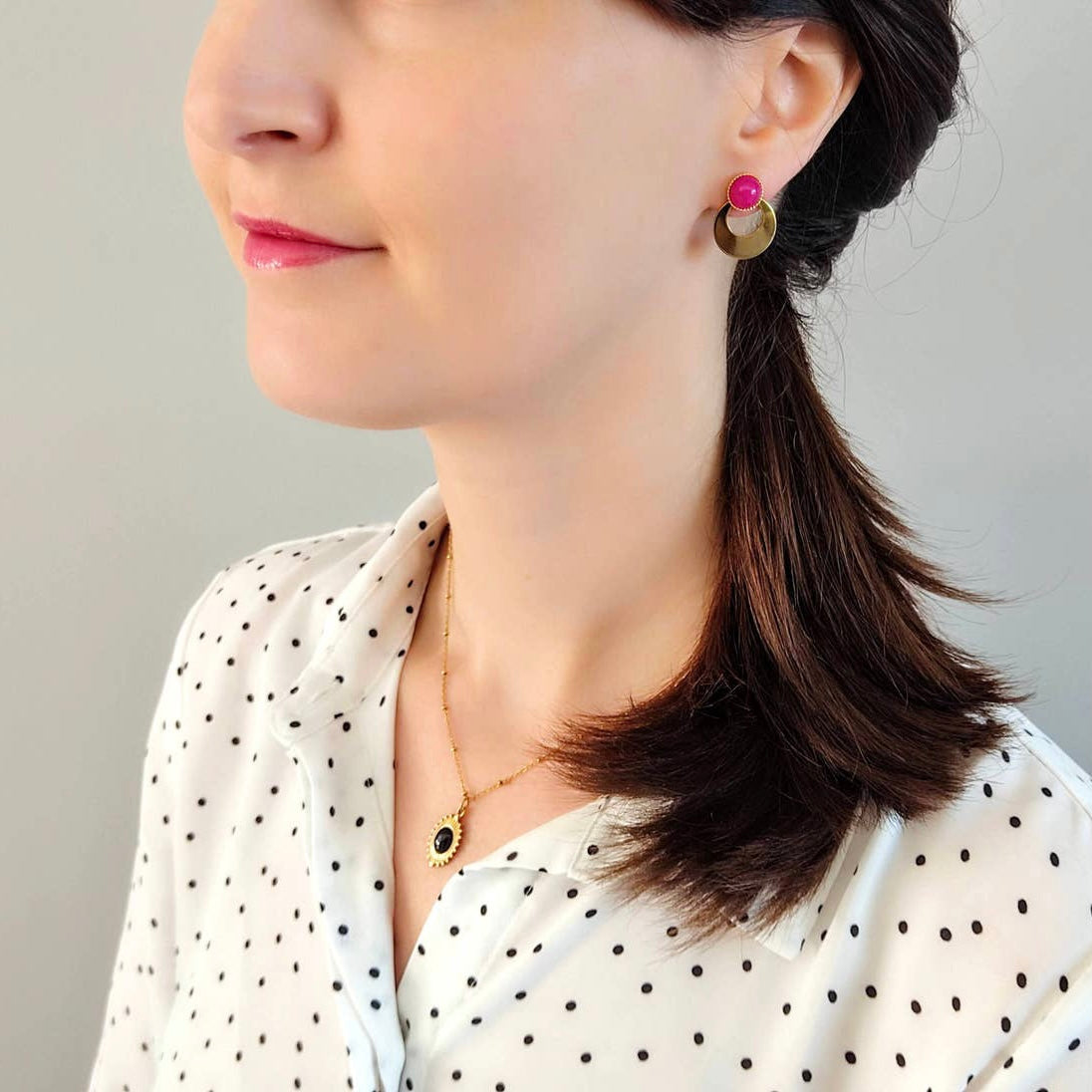 Boucles d’oreilles L’aventurière agate rose