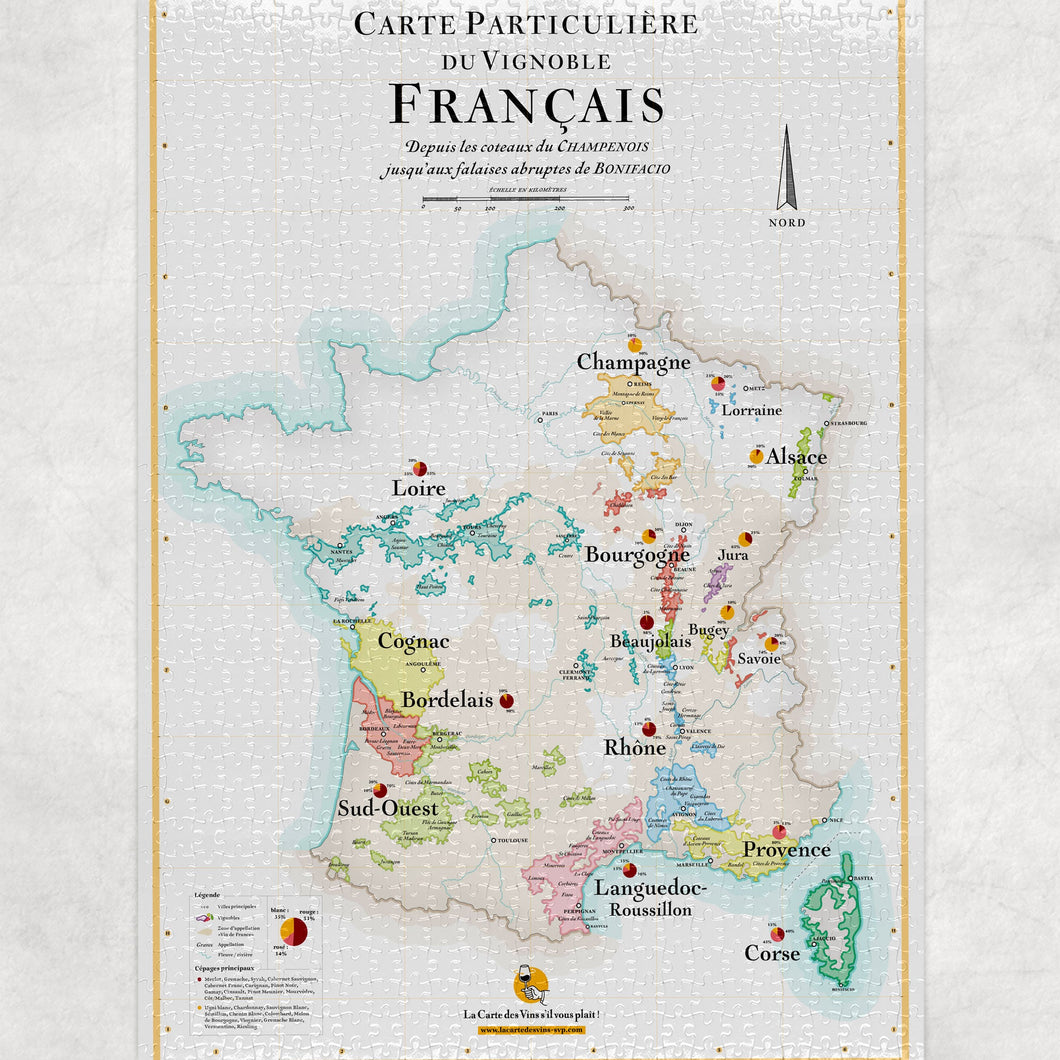 Puzzle 1000 pièces La carte des vins de France
