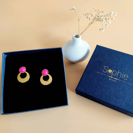 Boucles d’oreilles L’aventurière agate rose