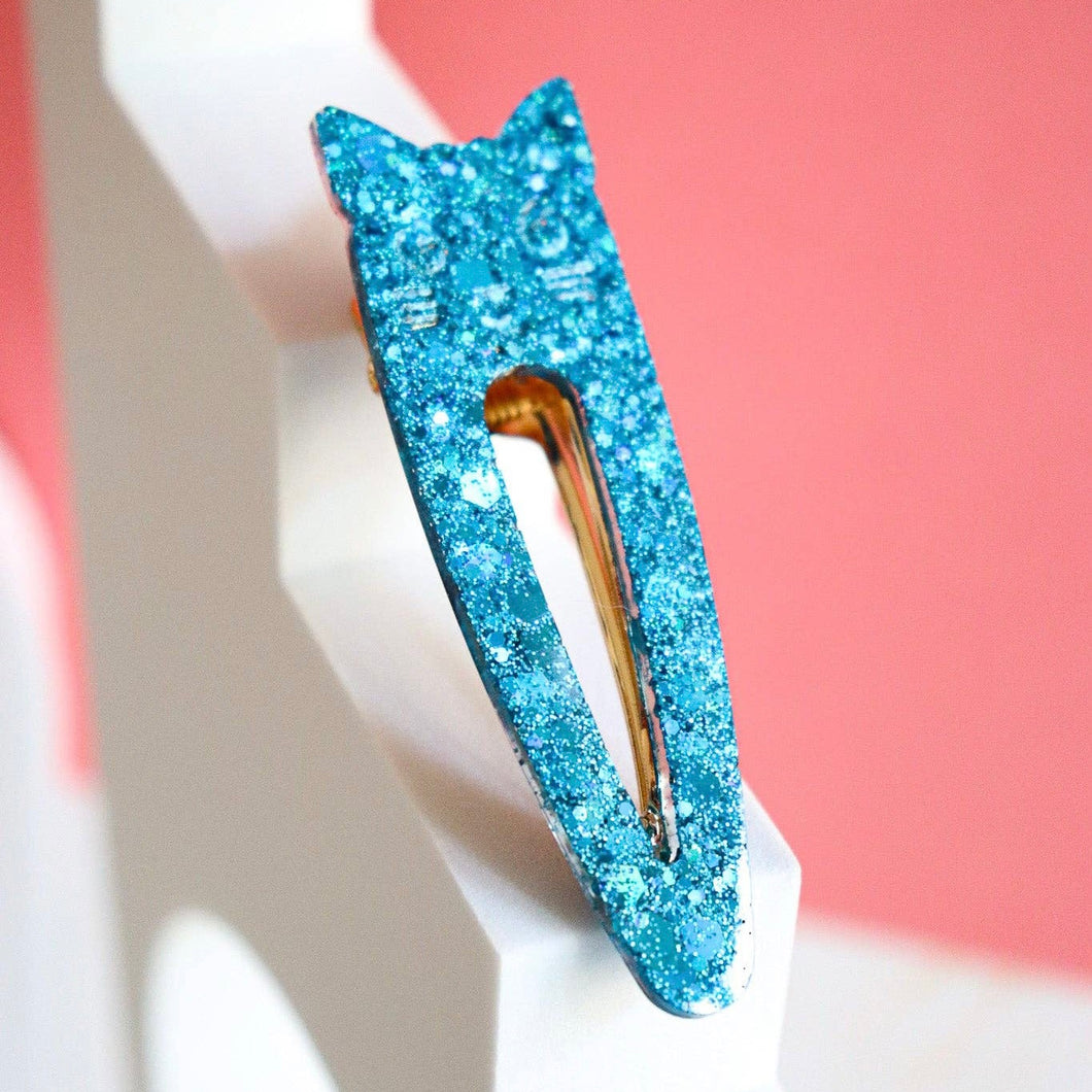 Barrette Joli chat bleu mer