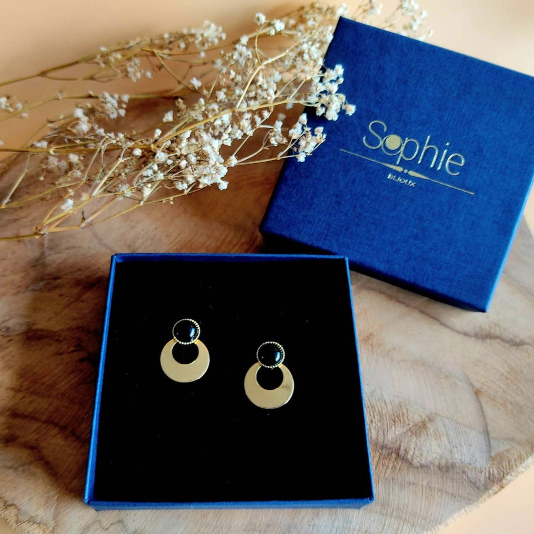 Boucles d’oreilles L’aventurière agate noire
