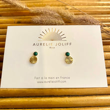 Charger l&#39;image dans la galerie, Boucles d&#39;oreilles Léontine malachite
