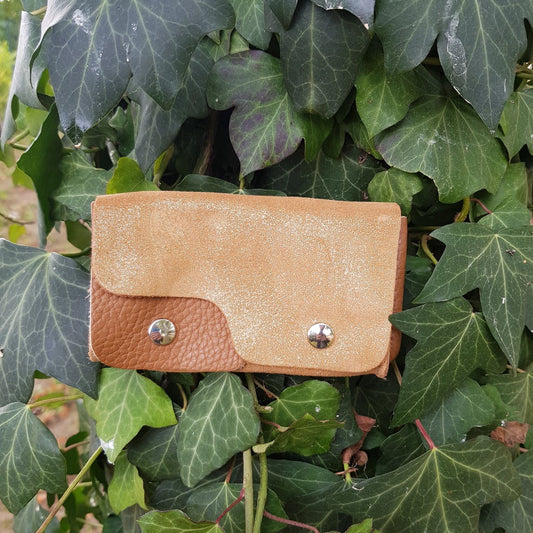 Porte monnaie double caramel doré