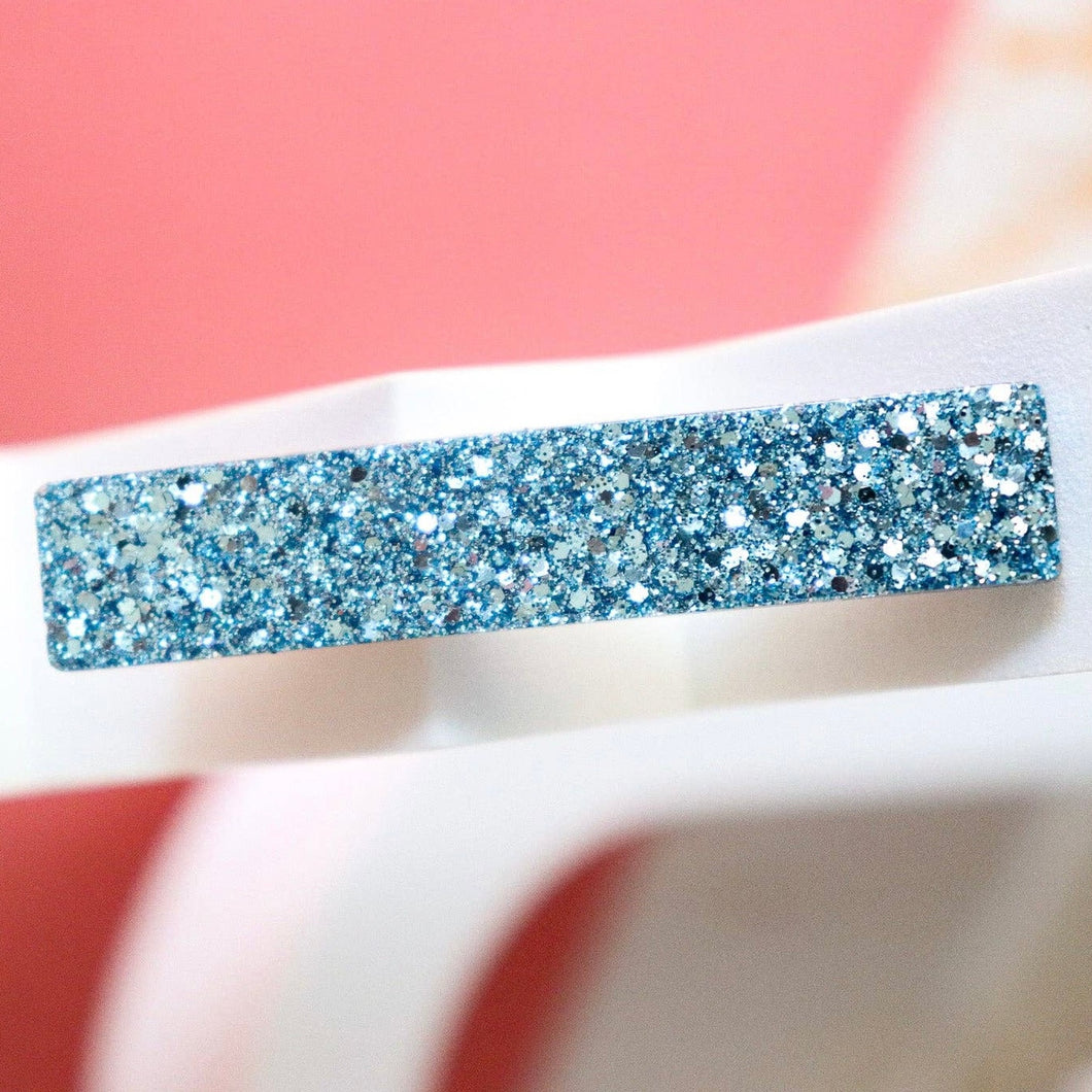 Barrette barre bleu orage