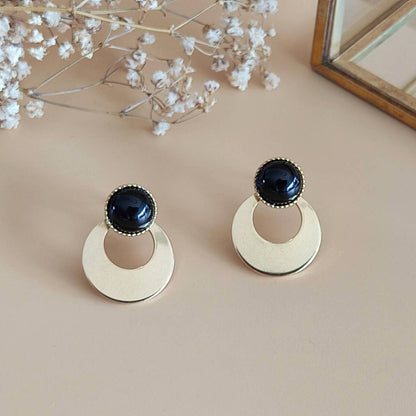 Boucles d’oreilles L’aventurière agate noire