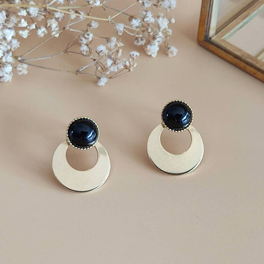 Boucles d’oreilles L’aventurière agate noire