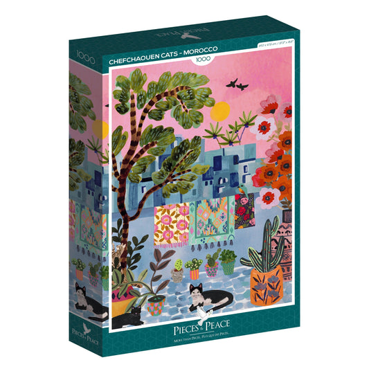 Puzzle Chefchaouen cats Morocco 1000 pièces