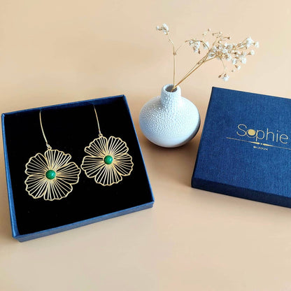 Boucles d’oreilles La naturelle agate verte