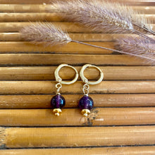 Charger l&#39;image dans la galerie, Boucles d&#39;oreilles Sakura pendantes améthyste
