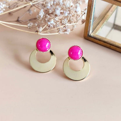Boucles d’oreilles L’aventurière agate rose
