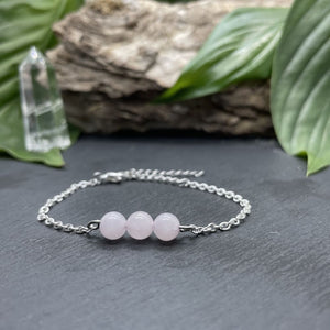 Bracelet argenté triperle avec pierres semi-précieuses