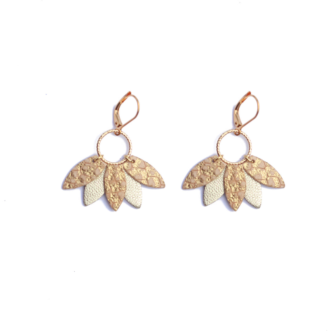 Boucles d’oreilles Cesaria liège et or