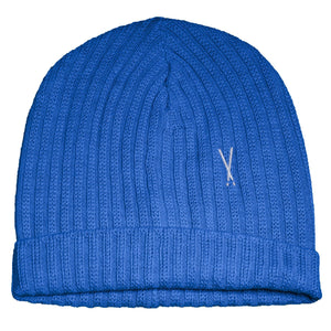 Bonnet en laine et acrylique bleu électrique