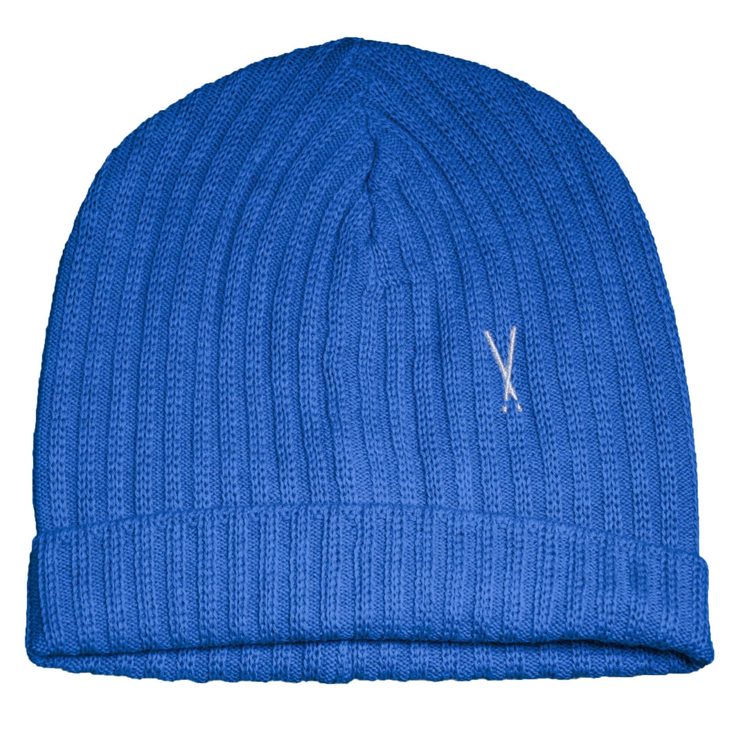 Bonnet en laine et acrylique bleu électrique