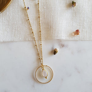 Collier Clémentine avec pierre semi-précieuse (au choix)