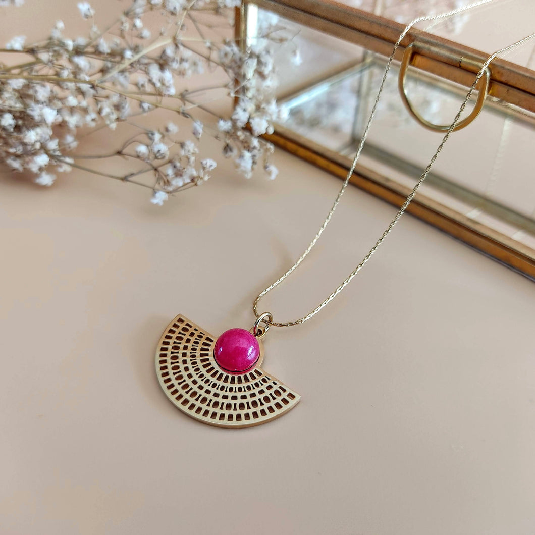 Collier La rêveuse agate framboise