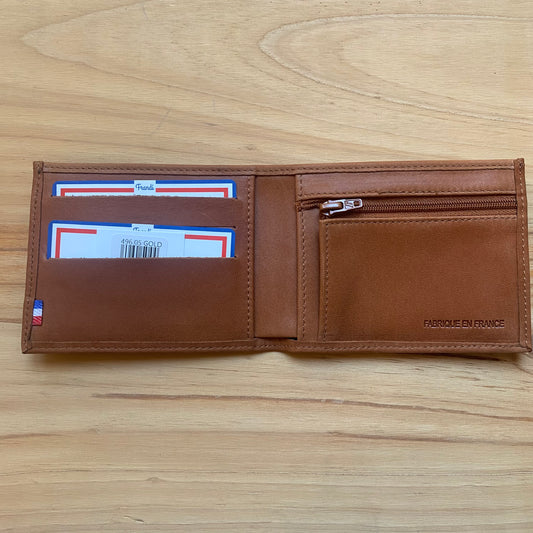 Portefeuille slim camel clair
