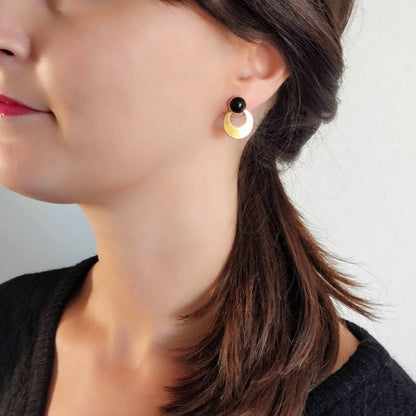 Boucles d’oreilles L’aventurière agate noire