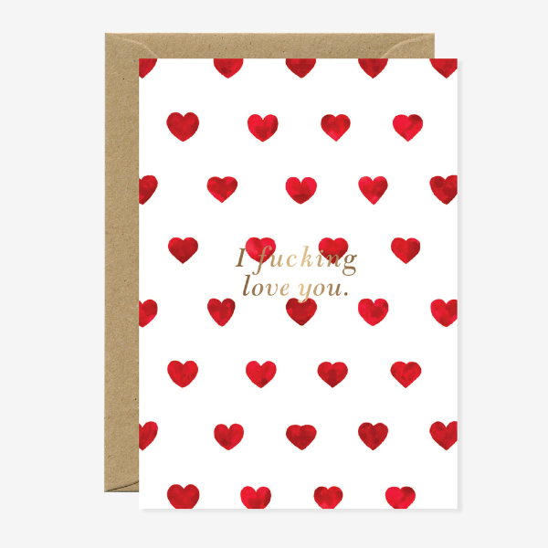 Carte double avec enveloppe - I fucking love you