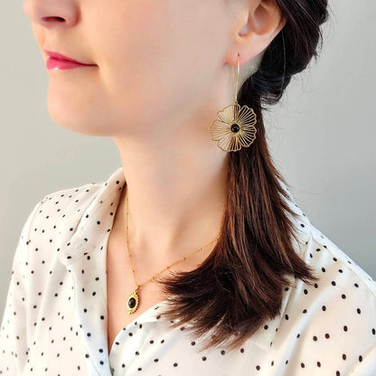 Boucles d’oreilles La naturelle agate noire
