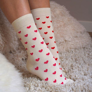 Chaussettes Petits cœurs écru