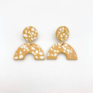 Boucles d’oreilles Louisette mini bicolores moutarde