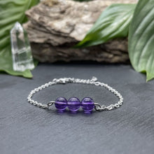 Charger l&#39;image dans la galerie, Bracelet argenté triperle avec pierres semi-précieuses
