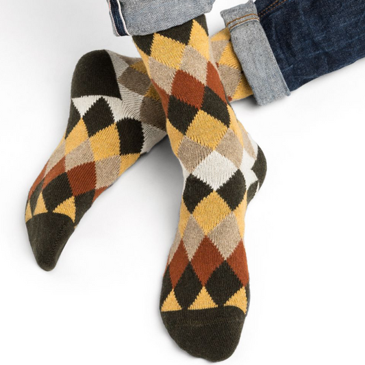 Chaussettes laine et cachemire motif losanges multicolores T39/42 / T43/46