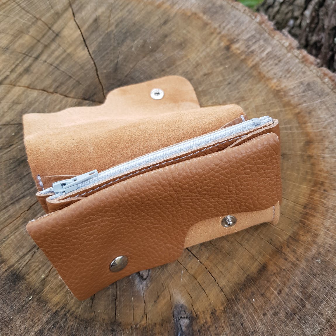 Porte monnaie double caramel doré