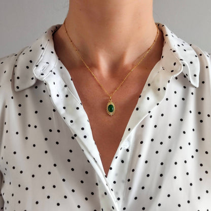 Collier La passionnée agate verte