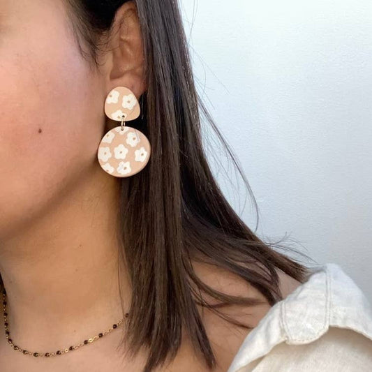 Boucles d’oreilles Babette Daisies rose