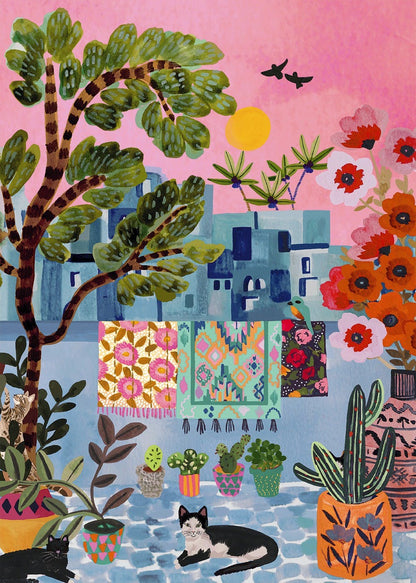 Puzzle Chefchaouen cats Morocco 1000 pièces