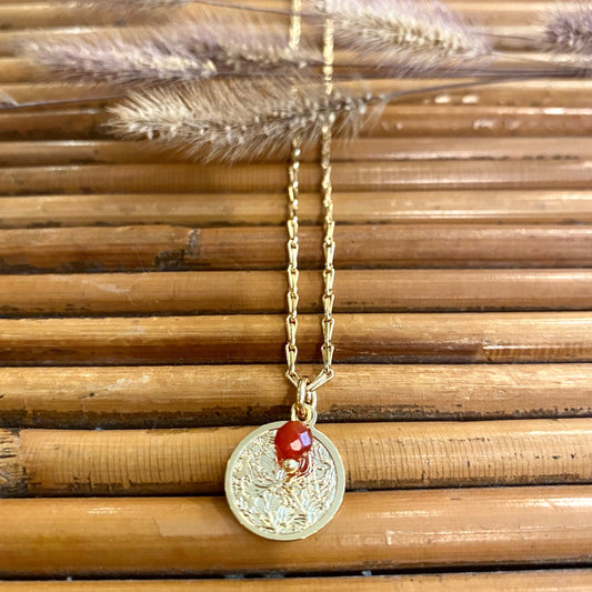 Collier Sakura médaillon Cornaline