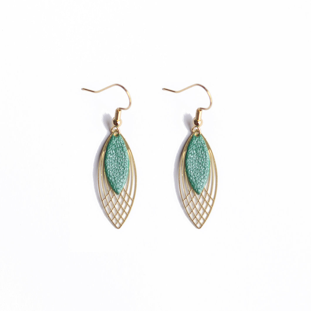 Boucles d’oreilles Rose vert
