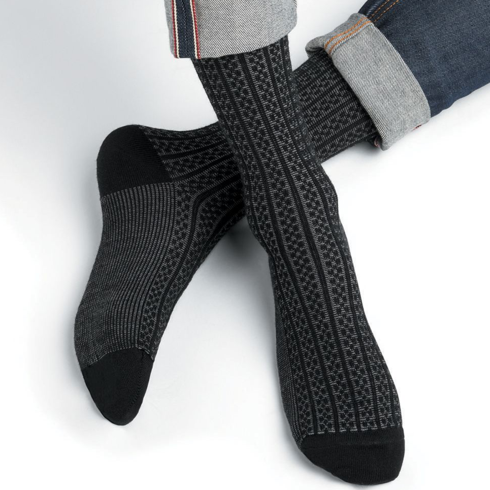 Chaussettes laine à côtés bicolores T39/42 / T43/46