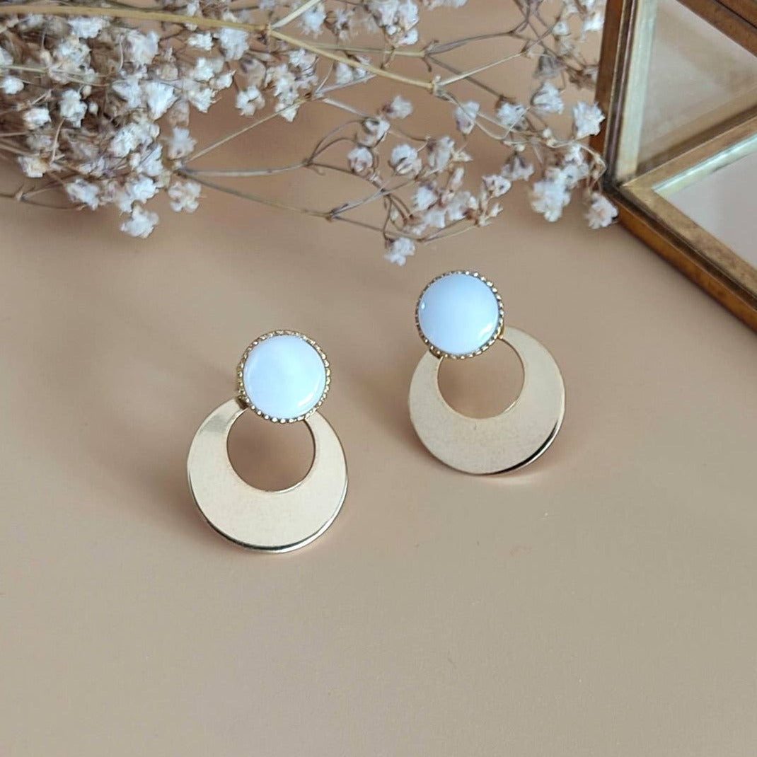 Boucles d’oreilles L’aventurière nacre blanche