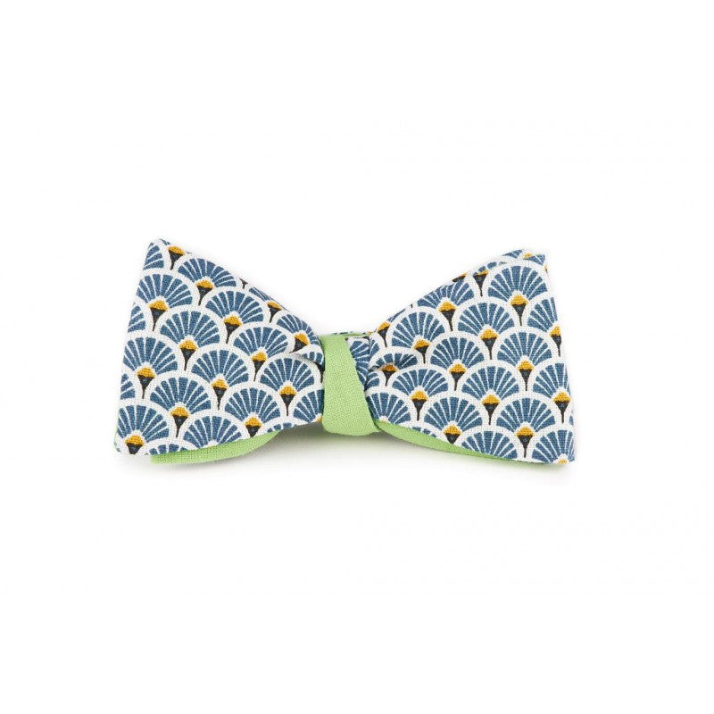 Noeud Papillon éventails bleu / vert pistache
