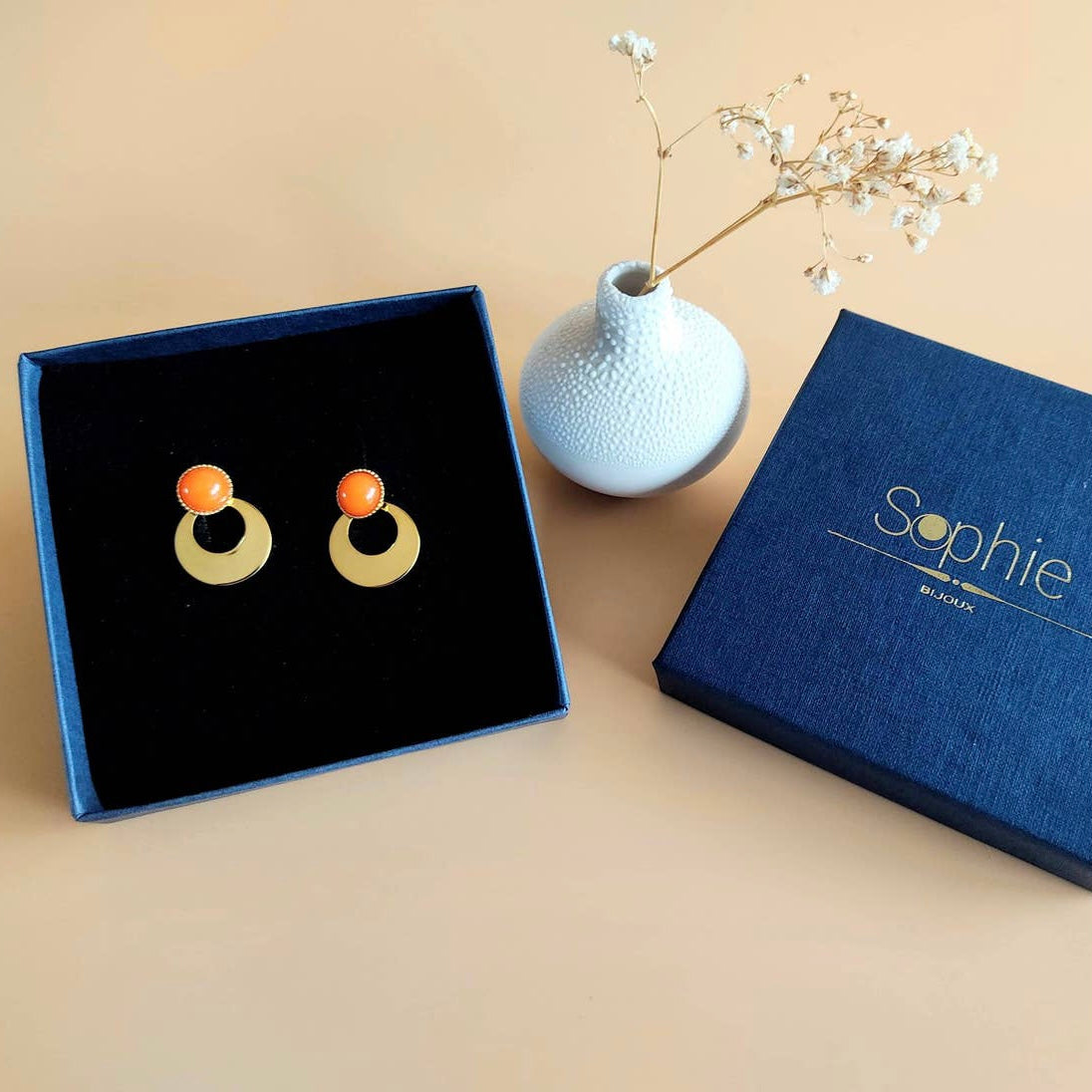 Boucles d’oreilles L’aventurière agate orange