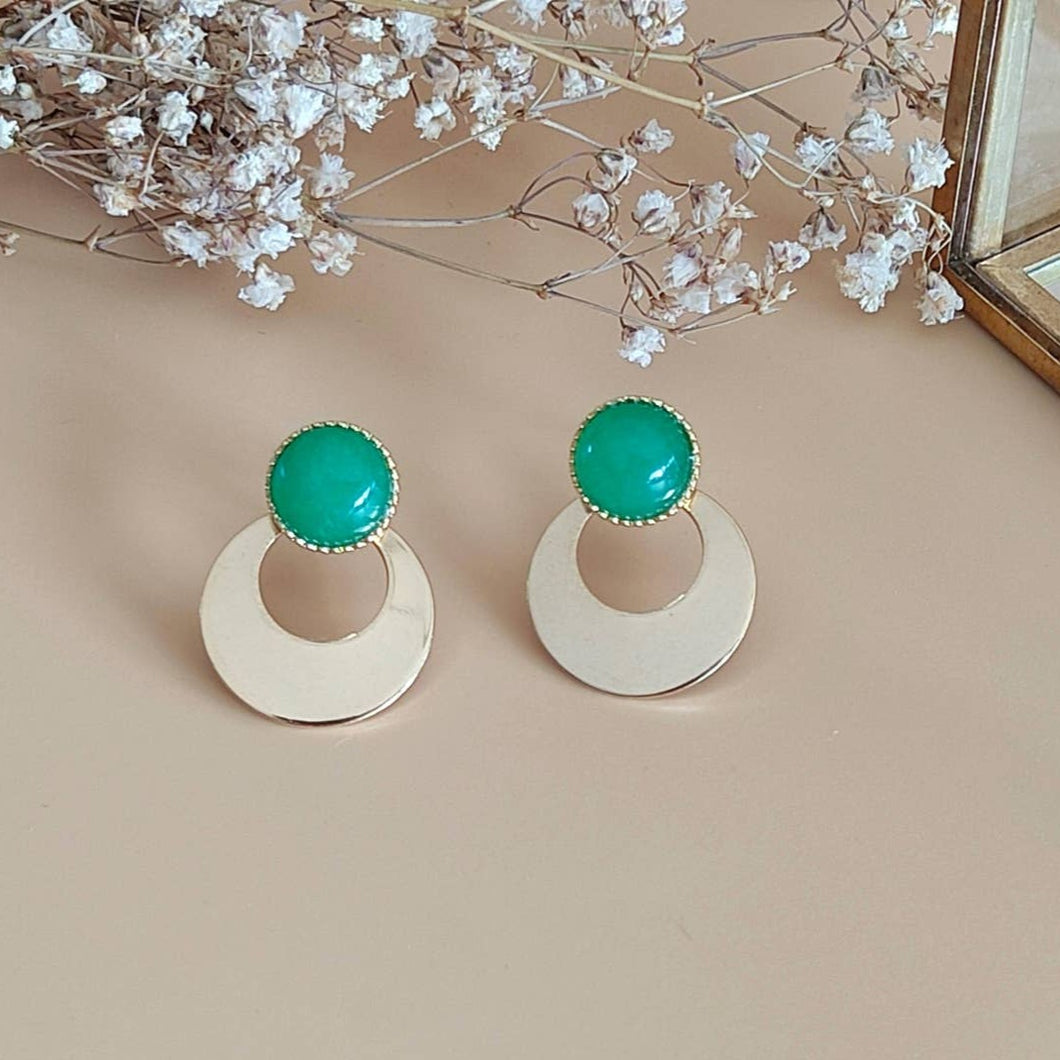 Boucles d’oreilles L’aventurière agate verte