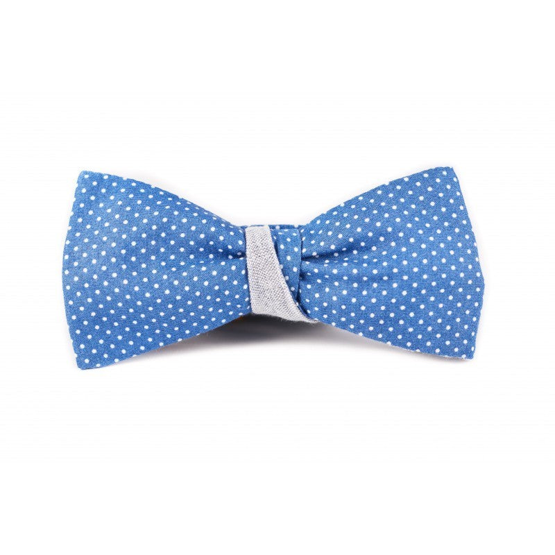 Noeud Papillon pois bleu de Prusse/gris - Do you speak français ?